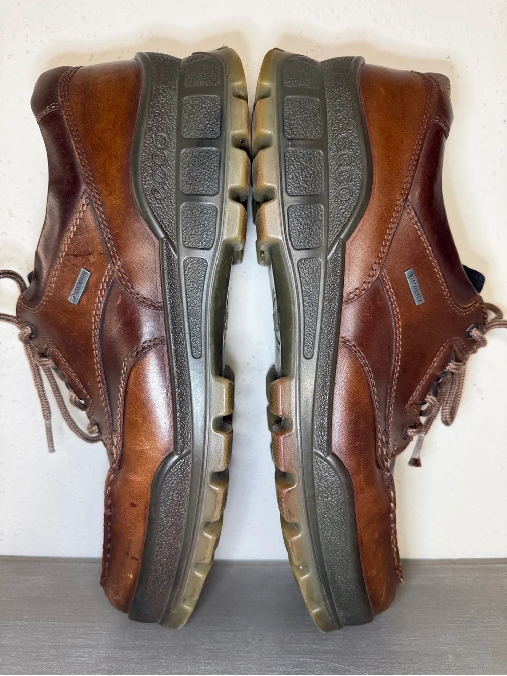 ECCO Track 2 Gore Tex Boots Men’s Brown Leather Hiking Outdoor Waterproof Sz 13